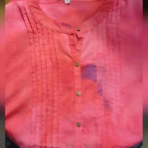 Chaus Bright Pink / Purple Light Tye-Dye Lightweight Long-Sleeve Blouse … - Picture 8 of 10